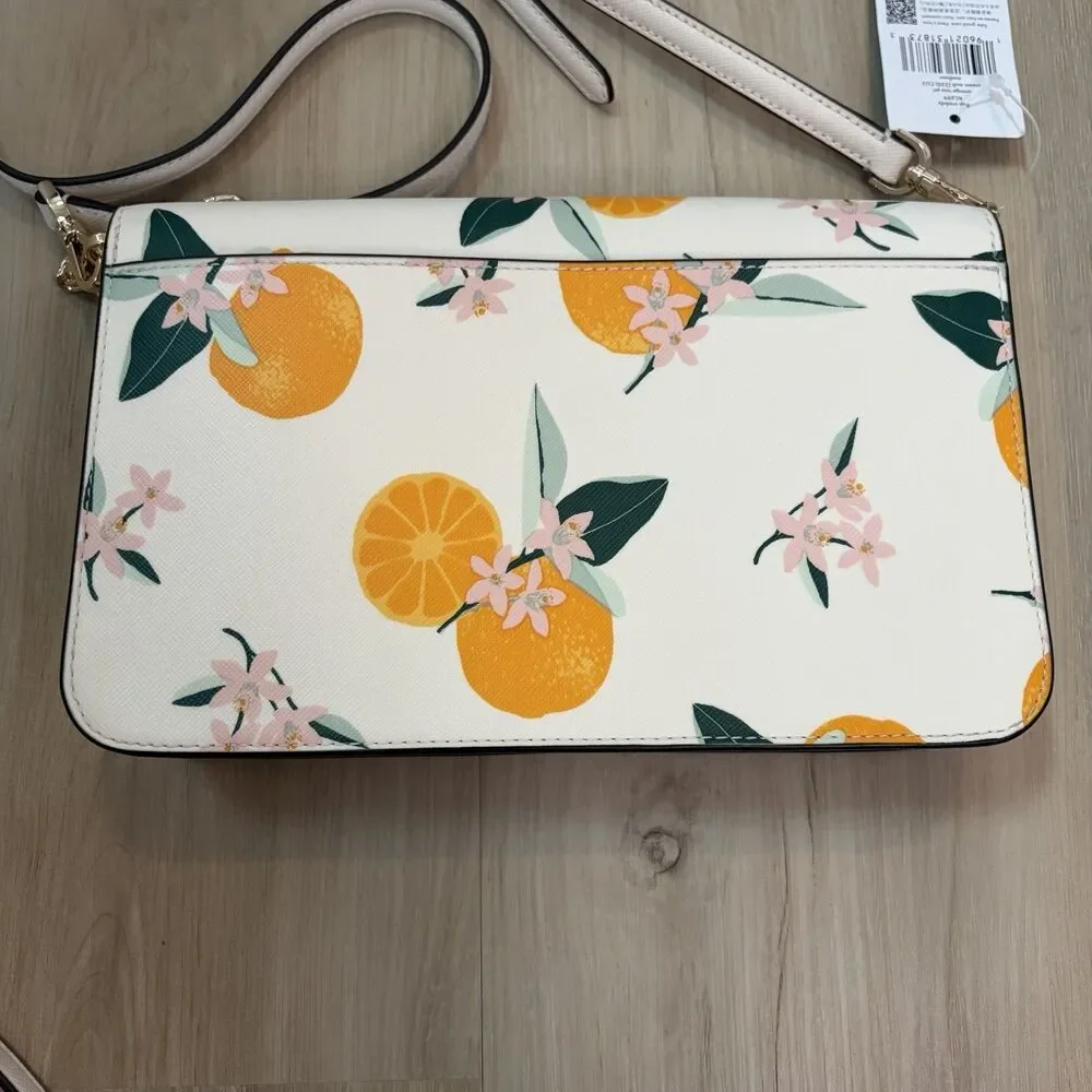 Kate Spade KC698 Madison Orange Toss Medium Crossbody Bag And Wristlet